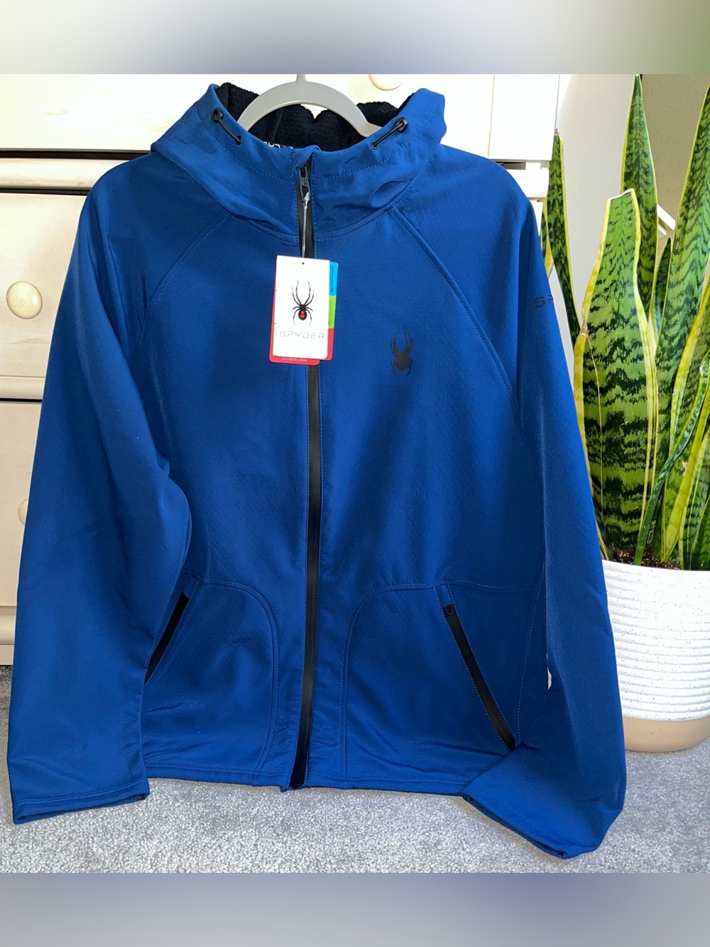 NWT Men’s Spyder Hooded Softshell Jacket Cobalt Blue Large